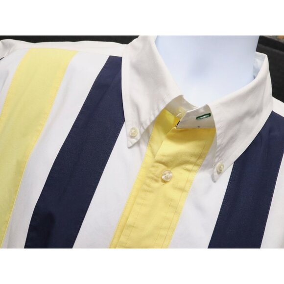 Vtg 2002 Tommy Hilfiger Mens XL Short Sleeve Button Down Yellow/Navy/White Shirt - Picture 3 of 8
